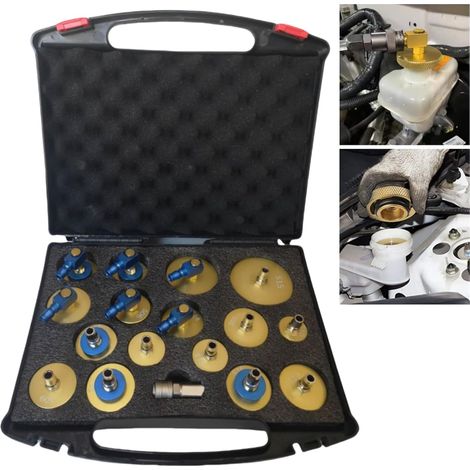 Kit d'adaptateurs de purge de liquide de frein 17 pièces, kit de purge de frein de maître-cylindre, kit de purge de frein pour la plupart des véhicules pour purger ou faire l'appoint de (1/5)