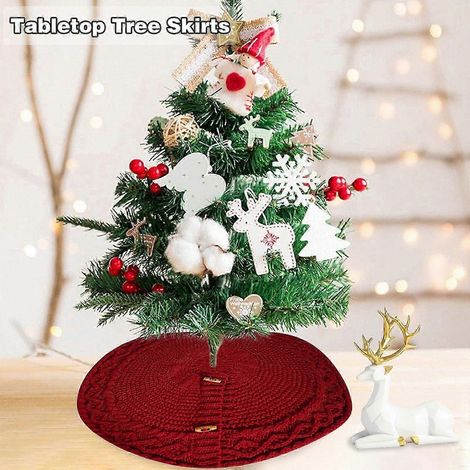 Jupe de sapin de Noël tricotée Xhegex, petit tablier mignon pour sapin de Noël, accessoires de décoration de sapin de Noël tricotés (1/5)