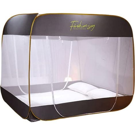 Moustiquaire 3 portes à fond intégral pliable sans perçage, moustiquaire de lit 1 ou 2 personnes, moustiquaire domestique pour lit double ou simple, anti-moustiques démontable, protection nocturne, fi (1/5)