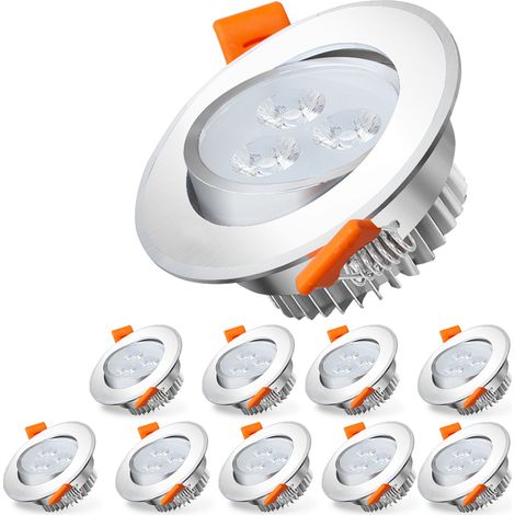 Randaco Lot de 10 Spots LED Encastrables Spot Encastrable LED 3W Equ. 25W Température de Couleur: Blanc chaud 3000K
