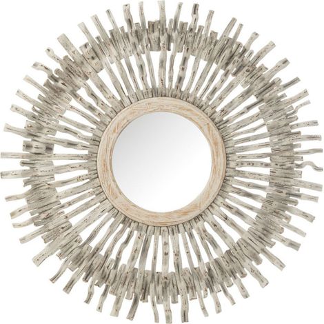 Miroir Mural Déco "Soleil" 100cm Blanc (1/4)