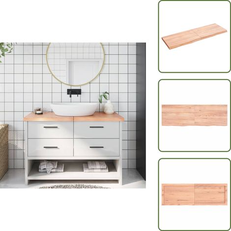 Comptoir de salle de bain marron 120x40x(2-4) cm bois traité - Comptoir Salle De Bain - Comptoir Bois - Plan De Travail Salle De Bain - Meuble Lavabo - Rangement Salle De Bain (1/5)