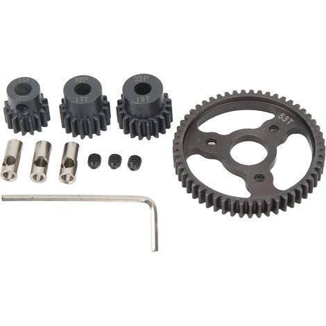 Pignon en acier 53T 15T 17T 19T engrenage droit pièces RC voiture pour Traxxas Slash 4x4 E‑Revo T‑Maxx (1/5)