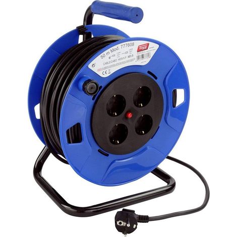 Prolongador enrollable con cable de 50 metros y 4 bases 2P+T con termostato (Hasta 4000W 16A 250V) IP20