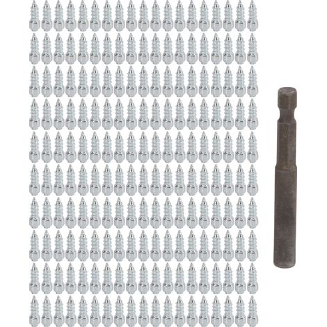 200 PCS Pointes à Glace 4x12mm pour Pneus de Vélo, Anti-Dérapage avec Manchon de Perçage