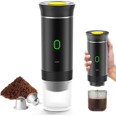 Machine à expresso portable – 12V – Rechargeable – Camping et voiture – Gris – Café sans fil (1/5)