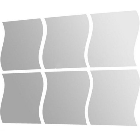 6 pièces d'autocollants muraux tridimensionnels de miroir de combinaison de vague, autocollants muraux de chambre d'enfants, autocollants muraux de miroir, nouveaux autocollants muraux (1/5)
