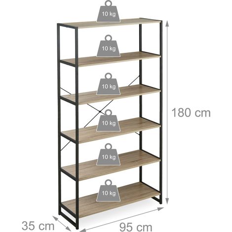 Scaffale da terra industriale 180 x 95 x 30 cm versatile design moderno portaoggetti in PB nero 130004754