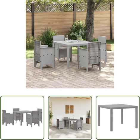 vidaXL Repas en extérieur - Ensemble de salle à manger pour jardin 5 pcs Gris clair (1/5)
