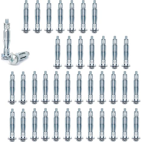 Lot de 40 Chevilles à Expansion en Métal, M5 x 52 Ancrages en Métal pour Cavité, Jeu de Chevilles Métalliques, Fixations pour Portes Creuses, pour la Fixation des Panneaux de Bois (1/5)