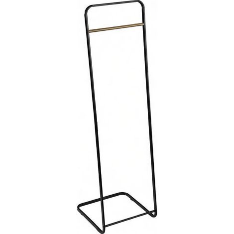 Freistehender Kleiderständer aus schwarzem Metall mit Leiste in Eiche-Optik 40 x 40 x 140 cm (1/5)