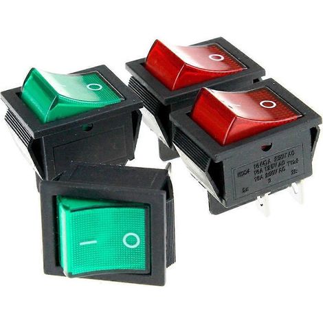 Lot de 4 interrupteurs à bascule rouge/vert marche/arrêt 16 A 250 V-Red (1/3)