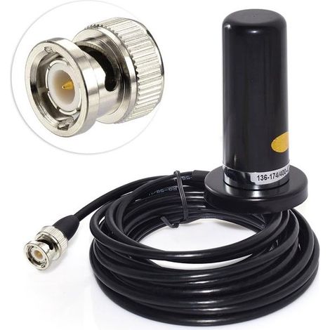 Antenna magnetica BNC dual band VHF/UHF 136-174/400-470 MHz da 9 cm per scanner BCD996P2 BC75XLT
