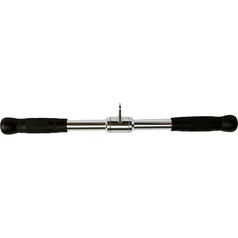 Attache de câble d'haltère pour machines à câble, barre de traction latte pour câbles, barre de presse triceps, barre de traction droite tournante avec poignées rotatives et en caoutchouc (50,8 cm) (1/5)