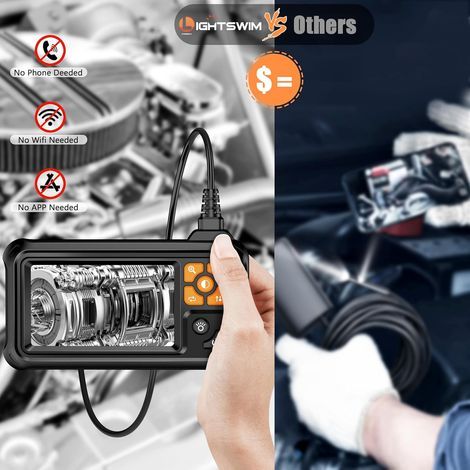 Industrielles HD 1080p Dual-Lens-Digitalendoskop, 10,9 cm IPS-Endoskop-Inspektionskamera mit IP67-Wasserschutz und 8 LEDs, 5 m langes halbstarres Kabel (1/5)