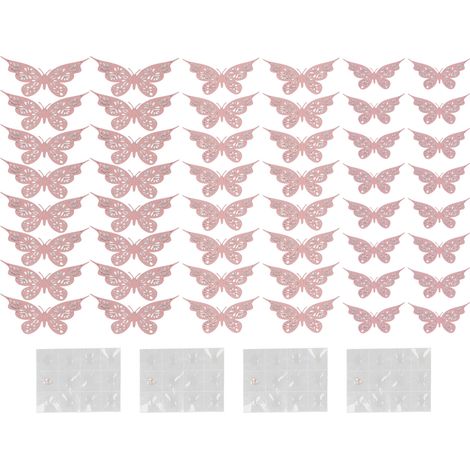 48 Autocollants Papillon Rose Gold pour Décoration Murale et Frigo, Adhésifs Inodores et Sans Danger pour Chambre (1/5)