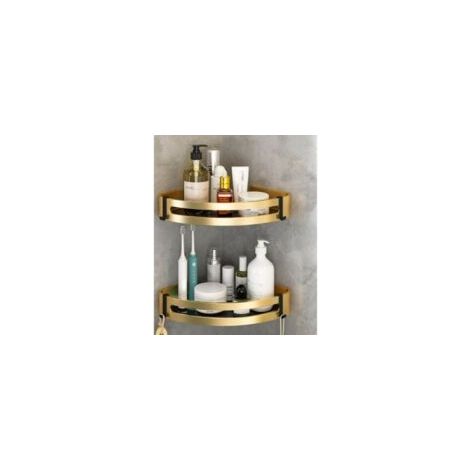 Lot de 2 Etagère de Douche d'angle sans Perçage Etagère Salle de Bain Adhésif Acier Inoxydable Triangle Panier Rangement pour Shampoing Savon avec Crochets (1/5)