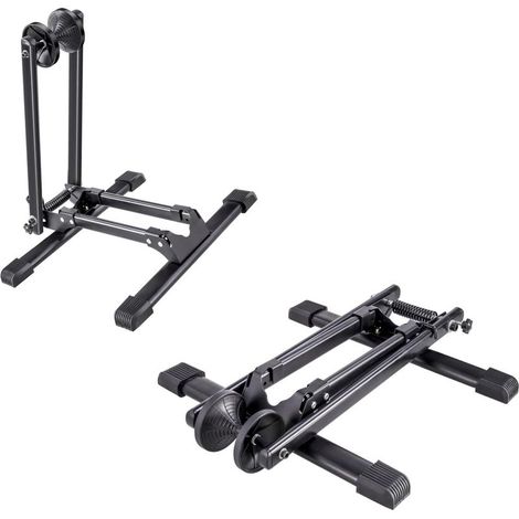 Support à vélo pliable en acier, support de vélo, présentoir à vélo, largeur de pneu jusqu'à 5 cm, support à vélo peu encombrant pour roue avant et arrière (36,5 L x 40 l x 45 H cm Finn Black) (1/5)