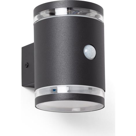 LED Wandleuchte Außen Solar Aluminium mit Bewegungssensor Draco Schwarz