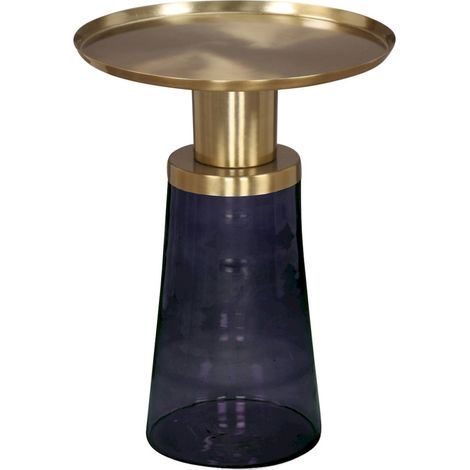Bout de canapé élégant verre et dorure chic - Bleu nuit avec touches dorées