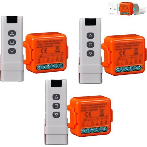 Commutateur de Volets Roulants WiFi RF avec Télécommande RF 433MHZ, Module Interrupteur WiFi pour Volets Roulants Électriques, Compatible avec et Relais sans Fil (1/5)