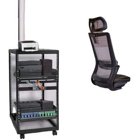 Offenes Rahmen-Serverrack, verstellbare Tiefe 58,5-101,6 cm, 19 Zoll Breite, 42U Höhe, 4 Pfosten, abschließbare Rollen (1/5)