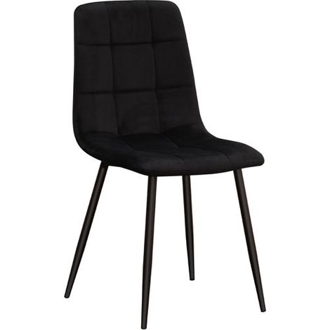 Chair - Tufted Fabric/Metal - L52 x W44 x H86 cm - Black