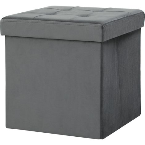 Faltbarer Ottoman mit Stauraum und Schaumstoff, MDF, Grau, 37,6 l