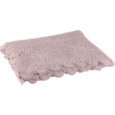 Nappe Déco en Coton "Dentelle" 130x180cm Rose Mauve (1/2)