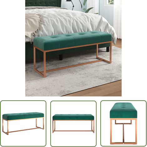 The Living Store Banc Vert foncé 110x36x45 cm Velours - Banc Coffre - Banc Velours - Banc Design - Meuble Rangement - Assise Confortable (1/5)