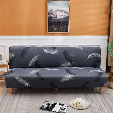 Elastic click-clack cover for 2/3 seater sofa beds without armrests, non-slip and water-repellent futon cover with 3D print of rustic flower petals, foldable sofa cover (print 26, 160-190 cm) (1/5)