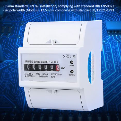 Compteur électrique électronique 220 V monophasé 2 fils 4P sur rail DIN (5(30)A) (1/5)