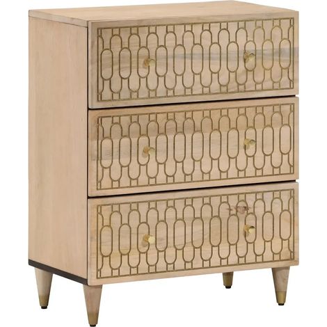 Armadio laterale in legno massello con spazio portaoggetti dal design intramontabile 60 x 33 x 75 cm in mango naturale 020047298
