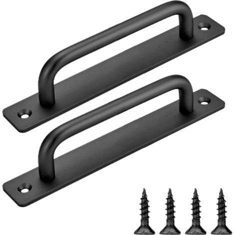 2 Pièces Poignée de Porte Coulissante, Poignées de Traction de Porte de Placard en Alliage d'aluminium Poignées de Cuisine Modernes de Grange pour Armoire Hangar Tiroir 150mm Noir (1/5)