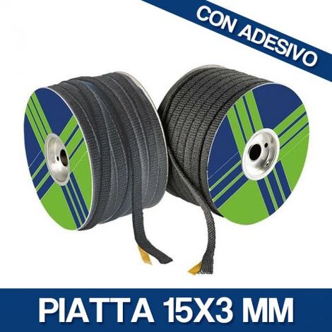 GUARNIZIONE TERMICA C/S ADESIVO PER SPORTELLI STUFA A PELLET LEGNA AL MT 03970V PIATTA 15X3 MM ADESIVA (03971)