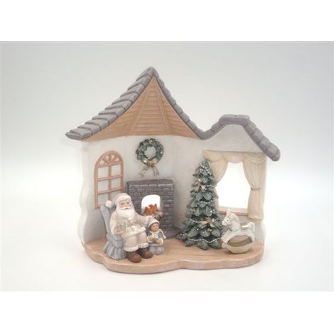 Paesaggio Natalizio Decorazione Casa albero Natale in resina con luce (1/2)