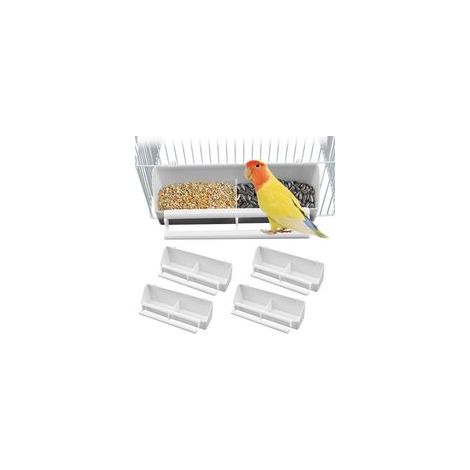 Lot de 4 gamelles pour oiseaux : colonne de nourriture pour oiseaux avec support - Accessoires de cage à oiseaux à suspendre - Mangeoire pour oiseaux - Bol d'eau pour perroquets et oiseaux (1/5)