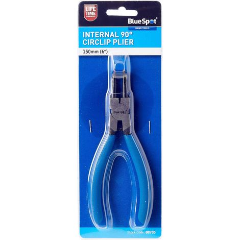 BlueSpot Internal Circlip Pliers 90 Degree Angled Tip, 150 mm (6 in), Chrome Vanadium Steel (1/3)