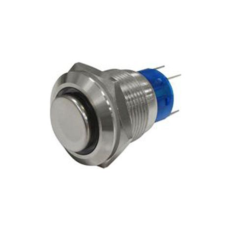 Bouton-poussoir, Momentané lumineux, LED Vert, Unipolaire à deux directions (1RT), 5 A, Argent, Montage panneau 12V ( Prix pour 1 )