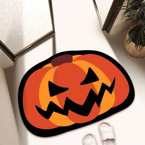 Tapis de bain sur le thème d'Halloween, motif citrouille, absorbant et antidérapant, idéal pour la salle de bain — 40 x 60 cm — Style4 (1/4)