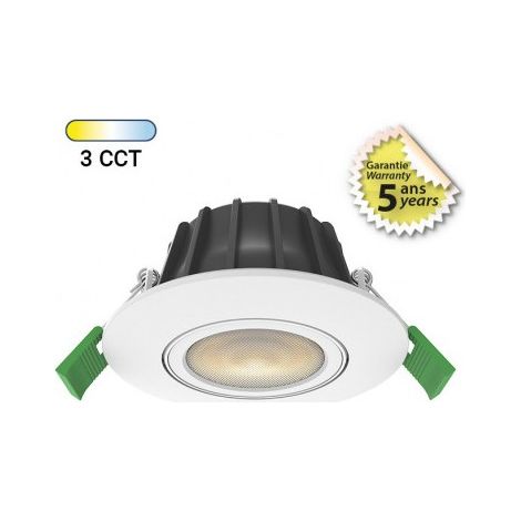 Vision-El – Spot LED encastrable orientable 8W – Lumière gradable 2700K/3000K/4000K – Ø96mm pour installation discrète – 670-780 lumens (1/5)