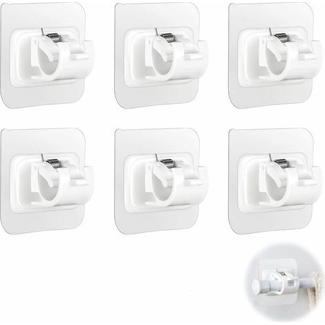 Lot de 6 supports de tringle à rideaux autocollants pour la maison, la salle de bain, l'hôtel, l'armoire (1/5)