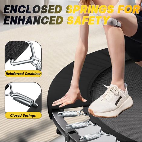 Trampolino fitness pieghevole 101 cm in acciaio nero, salvaspazio per adulti FloraGrace (1/5)