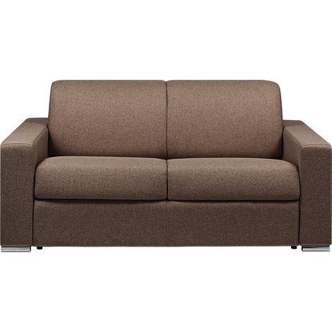 Divano letto 2 posti a ribalta in Tessuto Marrone - Larghezza Materasso 120 cm - Spessore 14 cm - CALITO