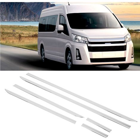 Moulure latérale de porte ABS couleur argent pour Toyota HiAce 2019, garniture de protection carrosserie, kit de 4 pièces, finition chromée, accessoire extérieur. (1/5)