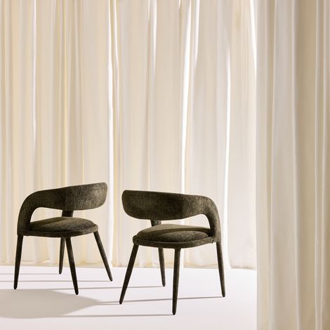 sweeek - Lot de 2 fauteuils contemporain tissu kaki - Alessia (1/5)