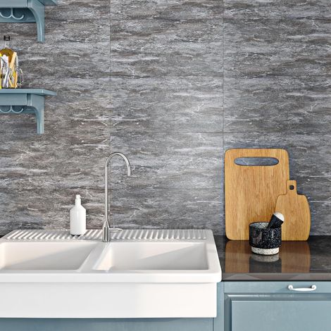 Dalle PVC Adhesive Murale Cuisine 16 Dalles Credence Adhesive pour Cuisine 60x30cm Carrelage Adhesif Mural Salle de Bain Lavable Lino Sol Adhesif Béton Gris Parquet Adhesif Sol Chambre (1/5)