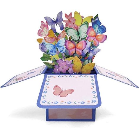 3er-Pack bunte Schmetterlings-3D-Pop-Up-Box-Grußkarten, universelle Wünsche