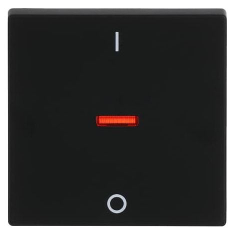 Busch-Jaeger Touche avec impression symbole "0 et 1" avec petite calotte rouge pour interrupteur/bouton-poussoir, 1 position noir mat - Plattform 63 (1788-885), 2CKA001751A3042