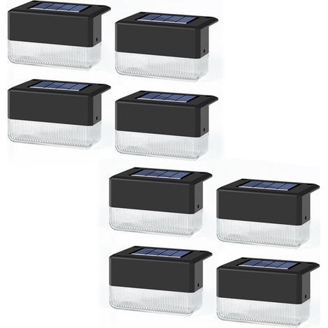 8 Pack Solar Railing LED Lights, Solar Lights Outdoor, Solar Step Light Waterproof Solar Step Light Used for Stairs, Fence, Deck, Garden, Patio Y (1/5)
